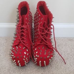 Red spiked boots